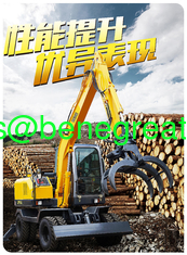 Китай 7 ton mini wheel excavator with 0.23cbm bucket 7 ton wheel excavator with log grab for timber loading поставщик