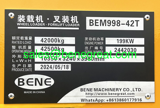 BEM998-42T Мощный карьерный погрузчик с вместимостью 42000 кг и высотой подъема 3200 мм поставщик