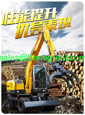 Chinese 6ton mini wheel excavator with hydraulic pump 6 ton wheel excavator with grapple attachment поставщик